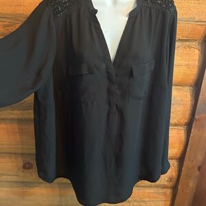 Torrid Black Blouse, Size 1 with beads on the shoulder. Gently used